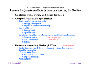 Lecture 6 - Quantum effects in heterostructures, II - Outline