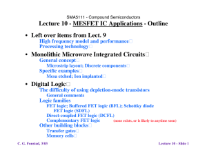 Lecture 10 - MESFET IC Applications - Outline Digital Logic