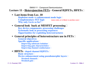Lecture 11 - Heterojunction FETs - General HJFETs, HFETs