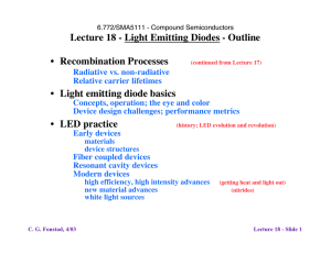 Lecture 18 - Light Emitting Diodes - Outline Recombination Processes