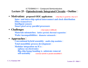 Lecture 25 - Optoelectronic Integrated Circuits - Outline Motivation: