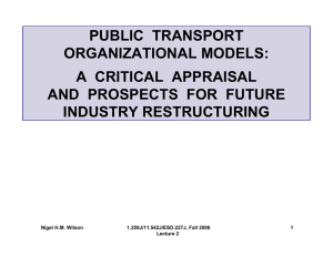 PUBLIC  TRANSPORT ORGANIZATIONAL MODELS: A  CRITICAL  APPRAISAL