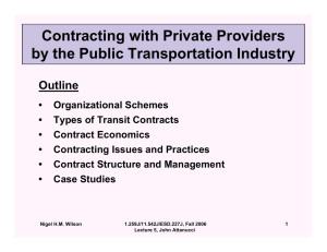 Contracting with Private Providers by the Public Transportation Industry Outline