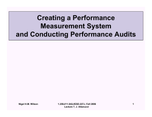 Creating a Performance Measurement System and Conducting Performance Audits Nigel H.M. Wilson