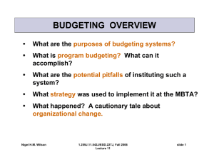 BUDGETING  OVERVIEW