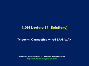 1.264 Lecture 34 (Solutions) Telecom: Connecting wired LAN, WAN