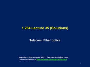 1.264 Lecture 35 (Solutions) Telecom: Fiber optics Course evaluation at