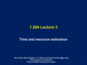1.264 Lecture 3 Time and resource estimation