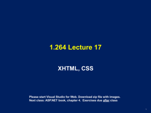 1.264 Lecture 17 XHTML, CSS