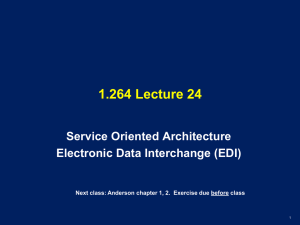 1.264 Lecture 24 Service Oriented Architecture Electronic Data Interchange (EDI)