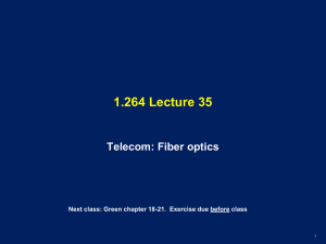 1.264 Lecture 35 Telecom: Fiber optics 1