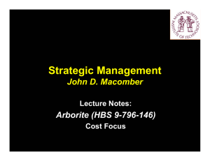 Strategic Management John D. Macomber Arborite (HBS 9-796-146) Lecture Notes: