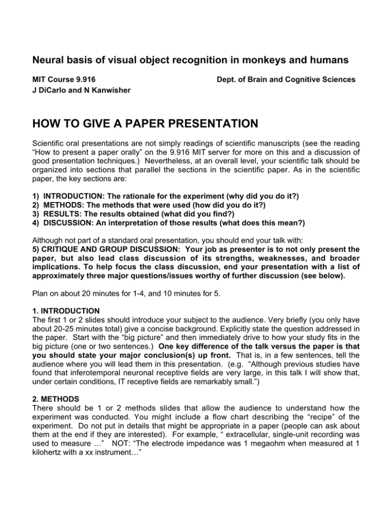 what is the meaning of a paper presentation