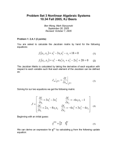 ( ) Problem Set 3 Nonlinear Algebraic Systems 10.34 Fall 2005, KJ Beers