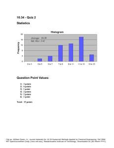 10.34 - Quiz 2 Statistics Question Point Values: Histogram