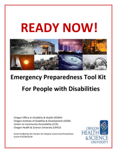 READY NOW! Emergency Preparedness Tool Kit For People with Disabilities