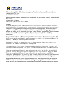 Soil retention capability of Deschampsia caespitosa, Phalaris arundinacea, and Poa... exposure to flowing water