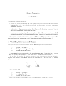 Object Semantics 6.170 Lecture  2