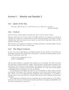 Lecture Identity  and  Equality  I 12 :