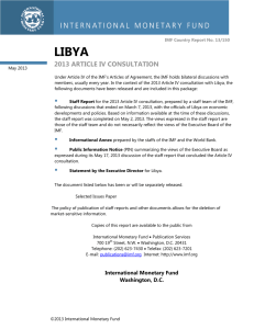 LIBYA 2013 ARTICLE IV CONSULTATION
