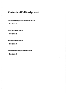 Contents of Full Assignment