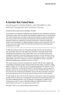 A Gender Not Listed Here: National Transgender Discrimination Survey feature article