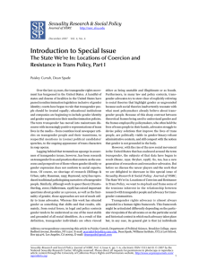 Introduction to Special Issue Resistance in Trans Policy, Part I