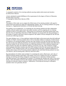 A comparative analysis of two tutoring methods assessing student achievement... by Debra Davis Merwin