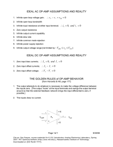 IDEAL AC OP-AMP ASSUMPTIONS AND REALITY  ∴ −