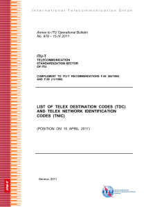 LIST  OF  TELEX  DESTINATION  CODES ... AND  TELEX  NETWORK  IDENTIFICATION CODES  (TNIC)