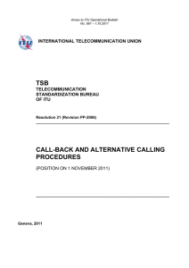TSB CALL-BACK AND ALTERNATIVE CALLING PROCEDURES