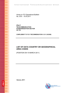 LIST OF DATA COUNTRY OR GEOGRAPHICAL AREA CODES ITU-T