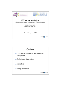 Outline ICT sector statistics Conceptual framework and historical background