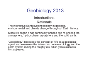 Geobiology 2013 Introductions Rationale