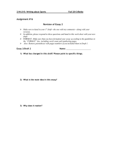 Assignment #16 Revision of Essay 2