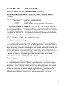 21W.730    FALL 2005     ... Expository Writing: Social and  Ethical Issues: Essay #1 Sequence