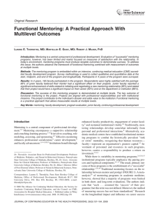 Functional Mentoring: A Practical Approach With Multilevel Outcomes Original Research L