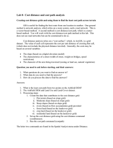 Lab 8– Cost distance and cost path analysis