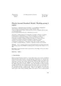 Physics beyond Standard Model: Working group 3 report P —