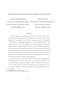 An eigenproblem approach to classical screw theory