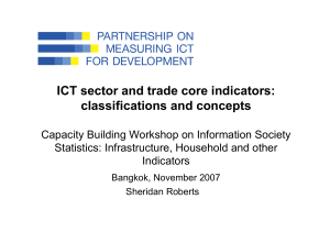 ICT sector and trade core indicators: classifications and concepts