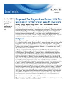 Proposed Tax Regulations Protect U.S. Tax Exemption for Sovereign Wealth Investors