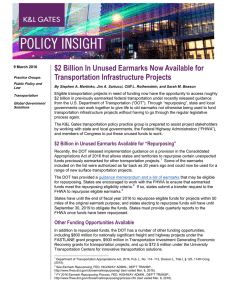 $2 Billion In Unused Earmarks Now Available for Transportation Infrastructure Projects