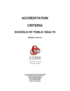 ACCREDITATION  CRITERIA SCHOOLS OF PUBLIC HEALTH