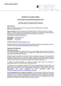 UCL Excellence Fellowship Programme 2015 Job Description and Application Guidance