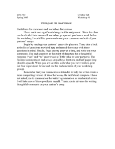 Writing and the Environment  Guidelines for comments and workshop discussions: