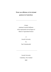 Water use efficiency of six dryland pastures in Canterbury