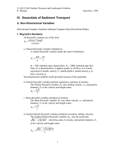 IV.  Essentials of Sediment Transport A. Non-Dimensional Variables