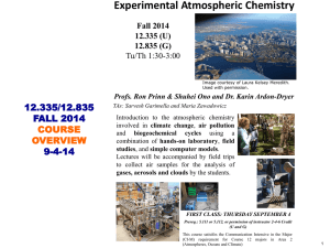 Experimental Atmospheric Chemistry 12.335/12.835 FALL 2014 COURSE