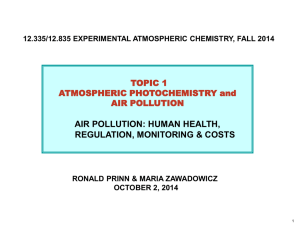 AIR POLLUTION: HUMAN HEALTH, REGULATION, MONITORING &amp; COSTS TOPIC 1